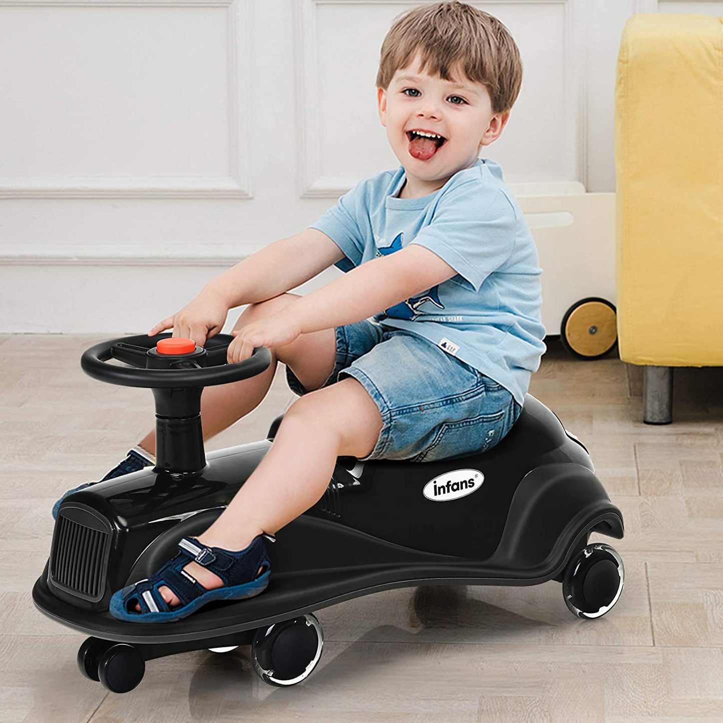 Ride On Toy w/LED Flashing Wheels wiggle Car for Toddlers OLAKIDS