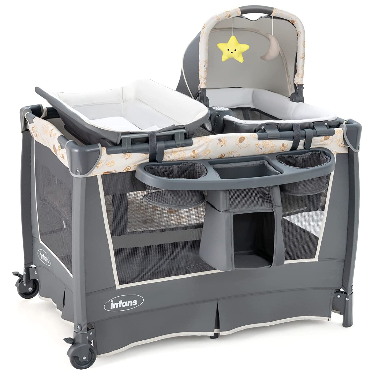 4-in-1 Portable Nursery Center for Baby Kid Infant Comfortable Playard with Bassinet OLAKIDS