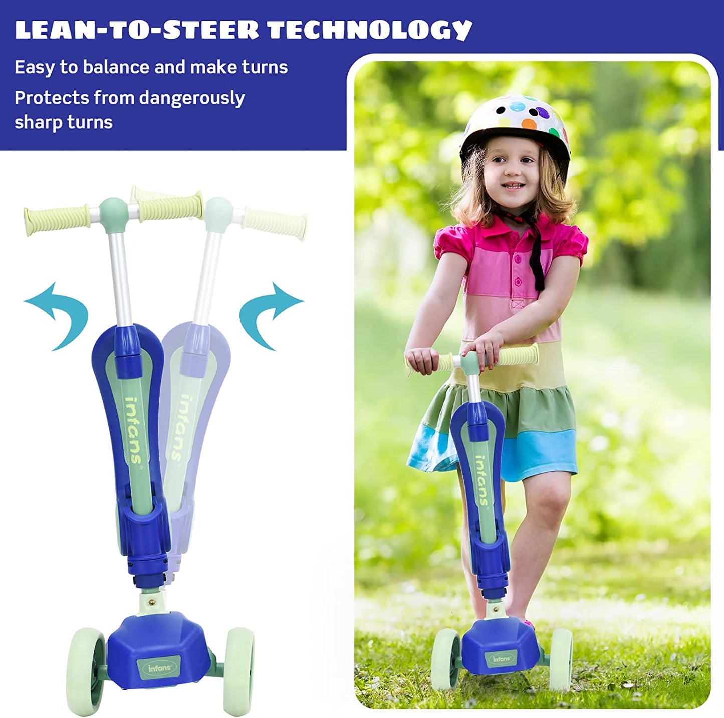3 Wheel Scooter for Kids with Removable Seat for Girls Boys Ages 3-8 OLAKIDS