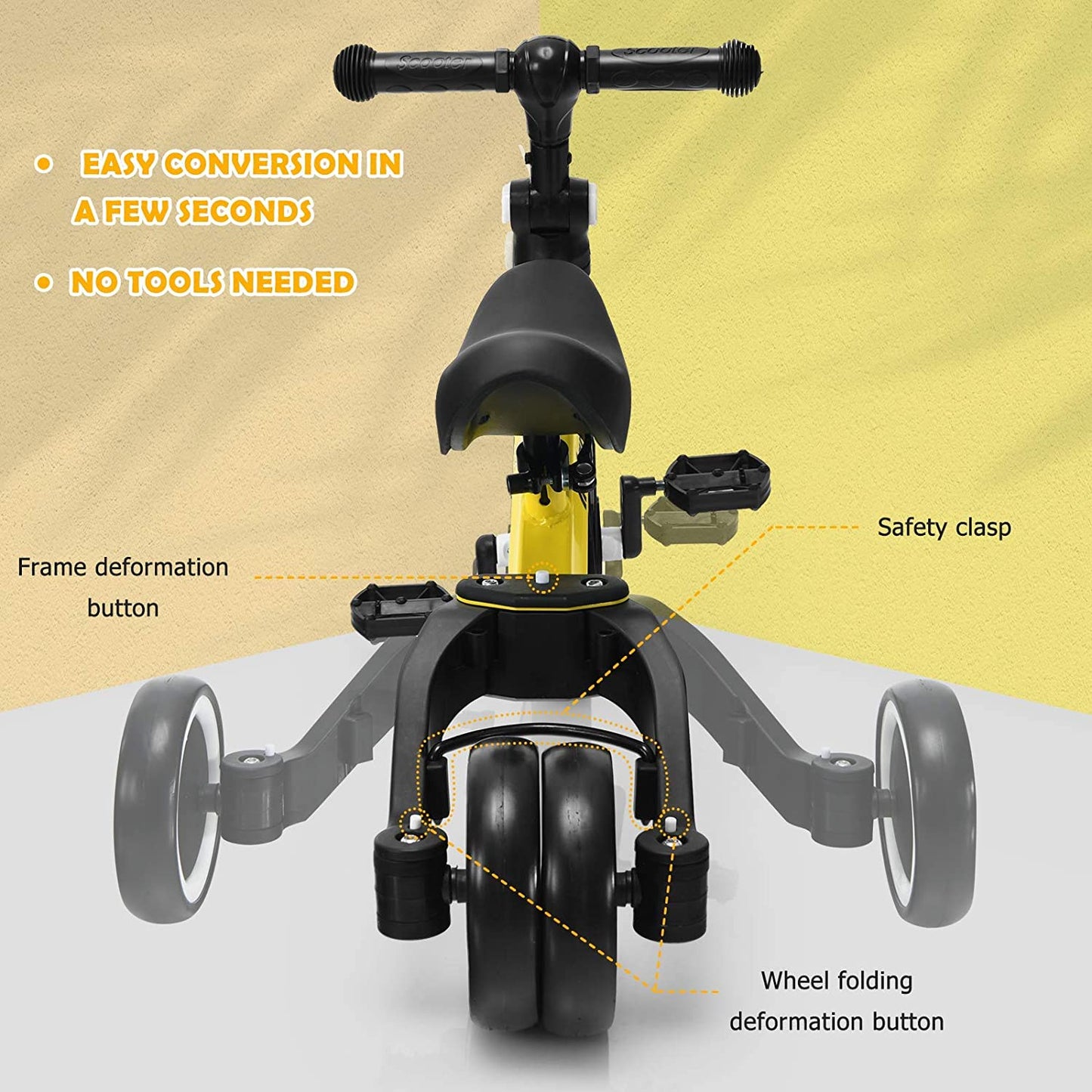 Kids 3 Wheels Tricycles Wheels with Detachable Pedal OLAKIDS