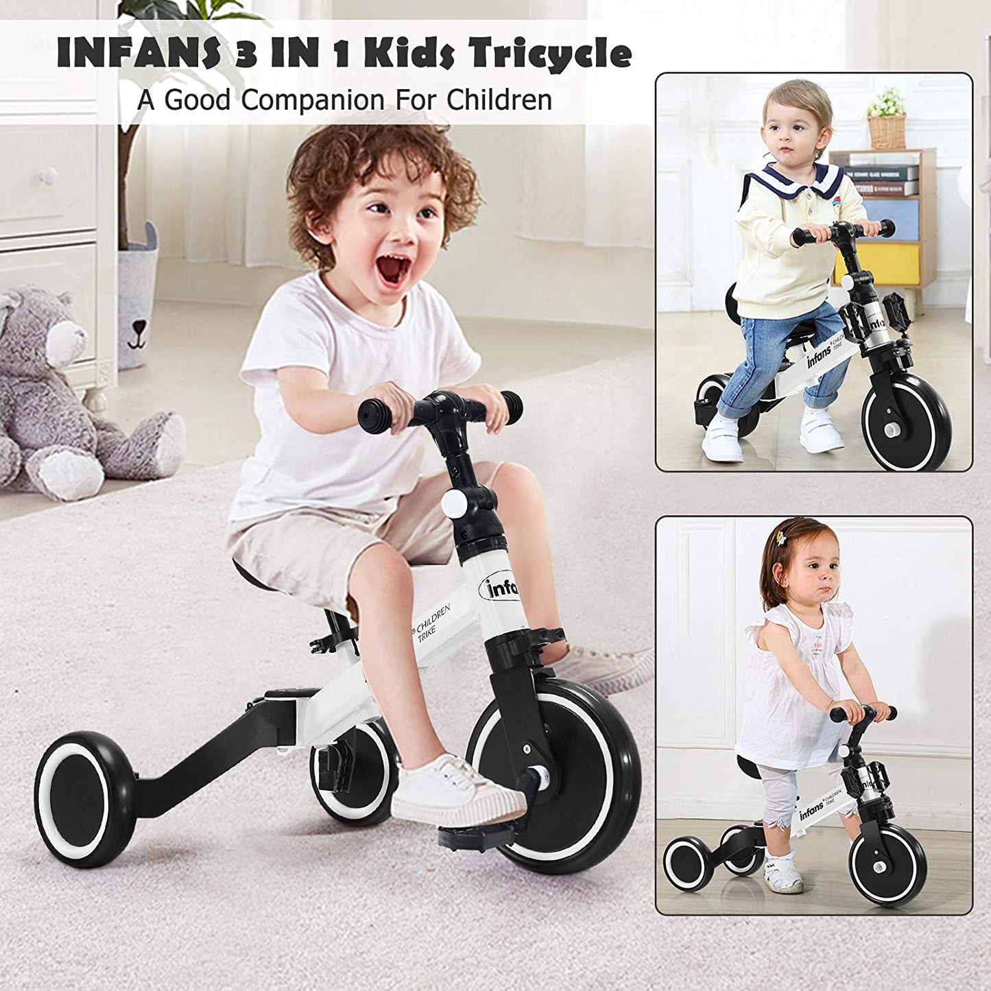 Kids 3 Wheels Tricycles Wheels with Detachable Pedal OLAKIDS