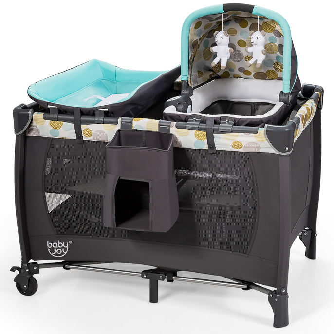 OLAKIDS 4 in 1 Pack and Play, Portable Nursery Center for Baby Kid Infant, with Bassinet, Diaper Changer