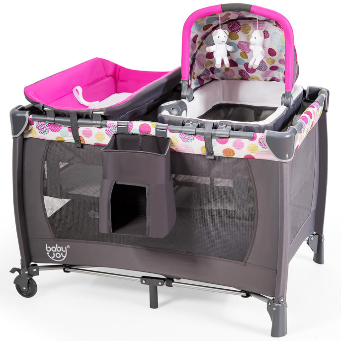 OLAKIDS 4 in 1 Pack and Play, Portable Nursery Center for Baby Kid Infant, with Bassinet, Diaper Changer