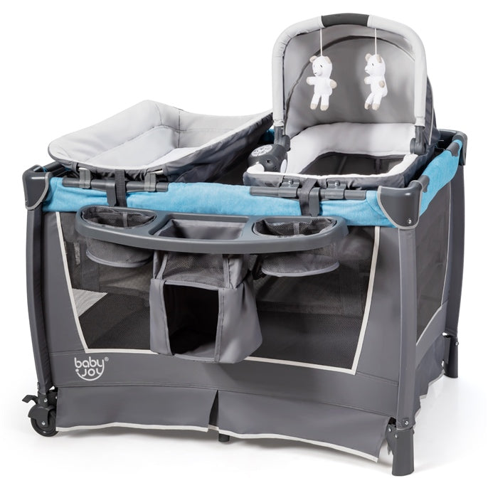 OLAKIDS 4 in 1 Pack and Play, Portable Nursery Center for Baby Kid Infant, with Bassinet, Diaper Changer