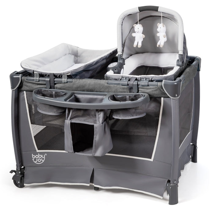 OLAKIDS 4 in 1 Pack and Play, Portable Nursery Center for Baby Kid Infant, with Bassinet, Diaper Changer