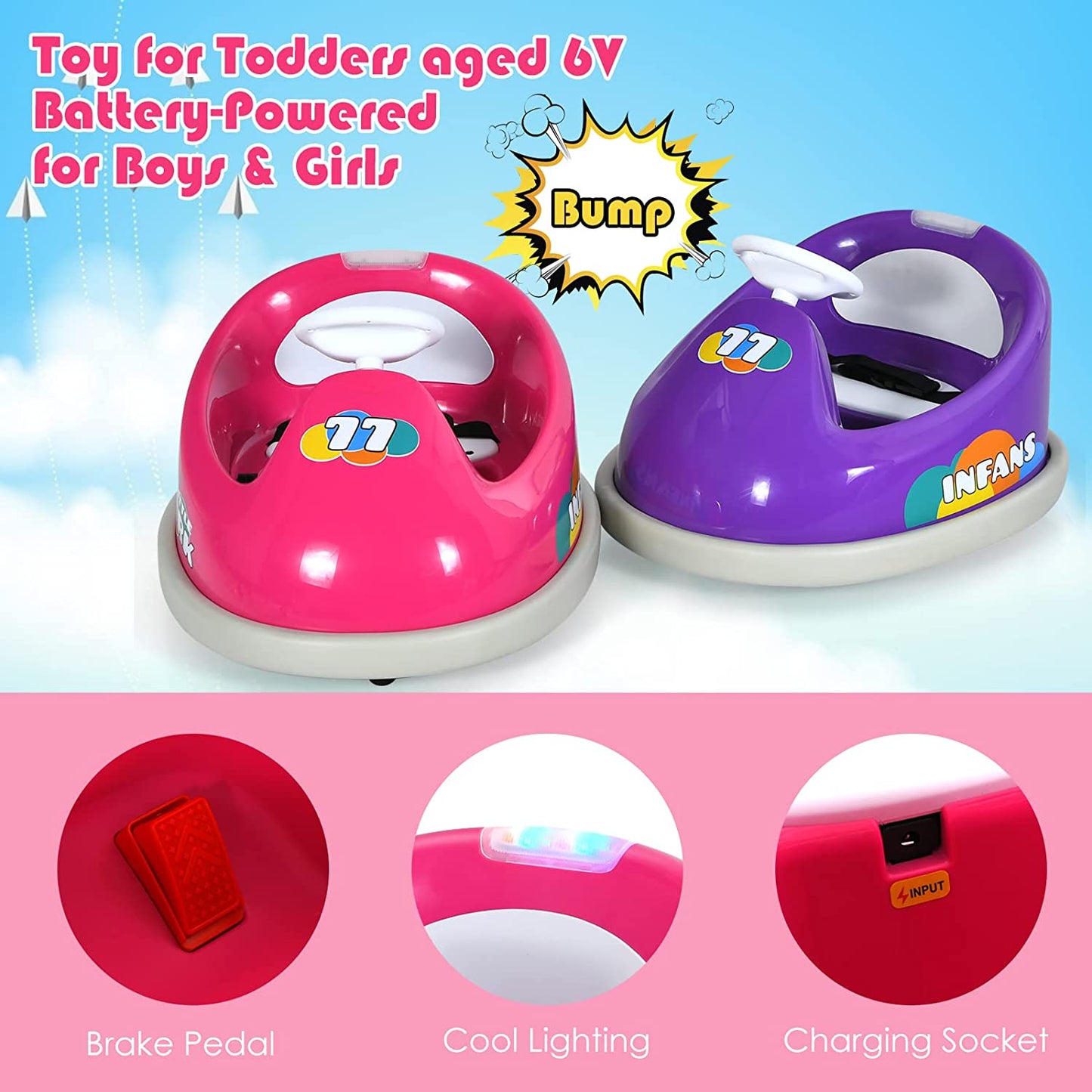 6V Electric Vehicles Ride On Bumper Car Remote Control OLAKIDS