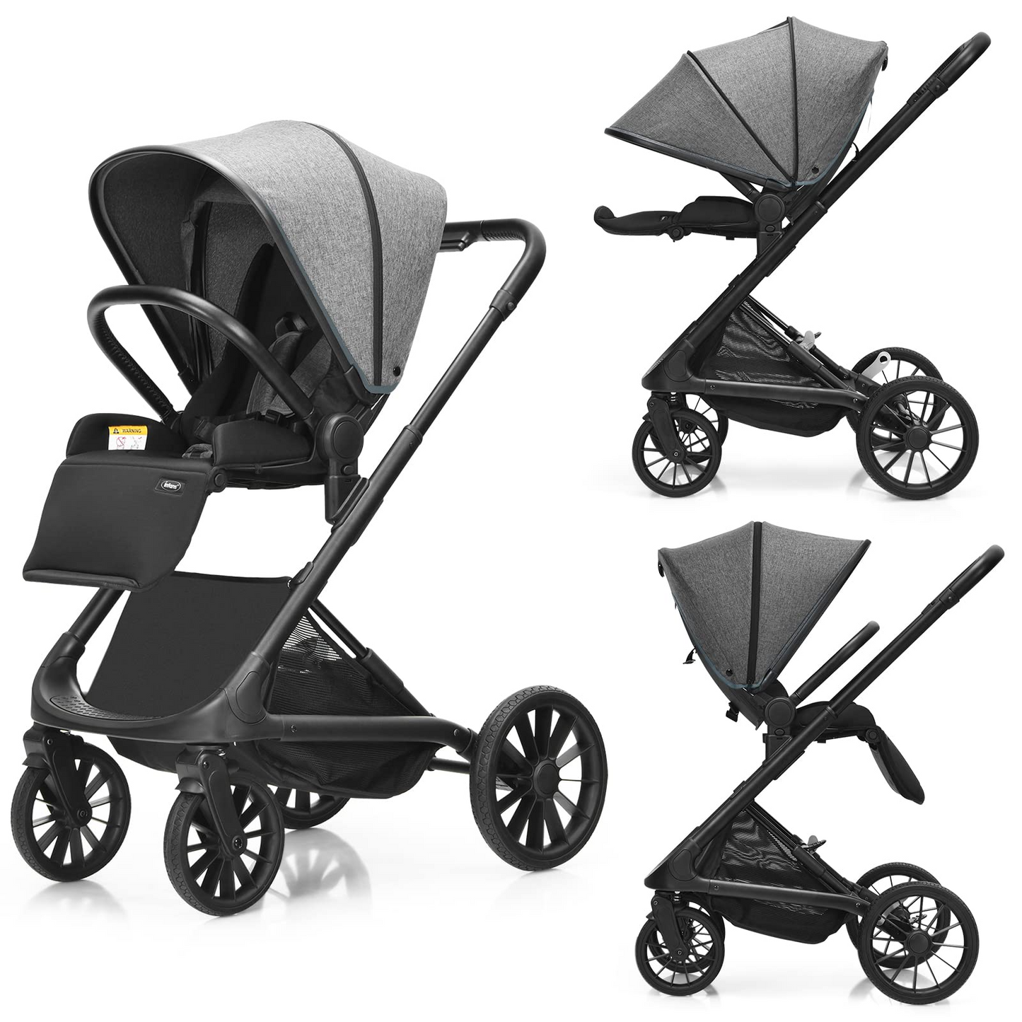 2-in-1 Reversible Bassinet Pushchair Pram High Landscape Baby Stroller OLAKIDS