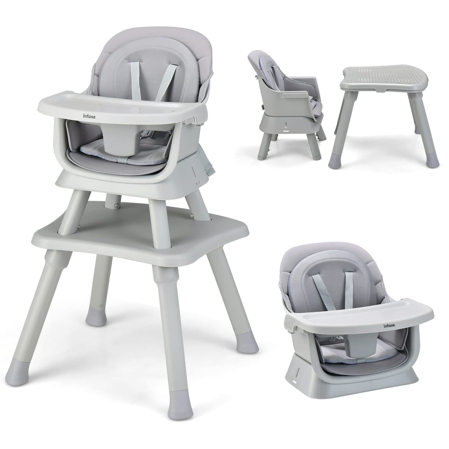 OLAKIDS 8 in 1 Baby High Chair, Convertible Highchair for Babies and Toddlers, Infant Dining Booster Seat