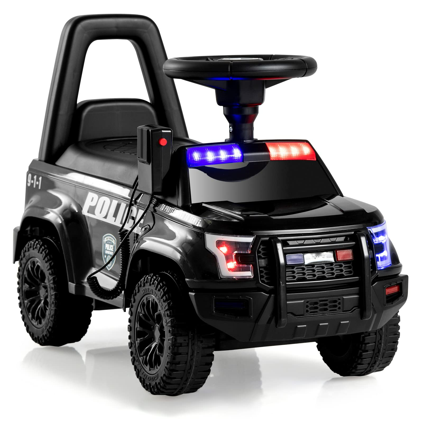 OLAKIDS Ride On Push Police Car Toddler Foot to Floor Sliding Toy wit