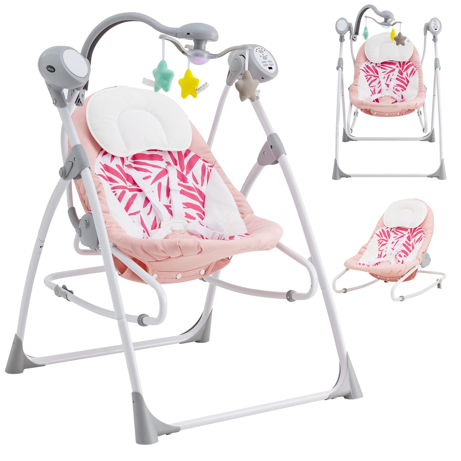 OLAKIDS 2 in 1 Baby Swing and Bouncer for Infants Portable Newborn Rocker Compact Electric Baby Swing