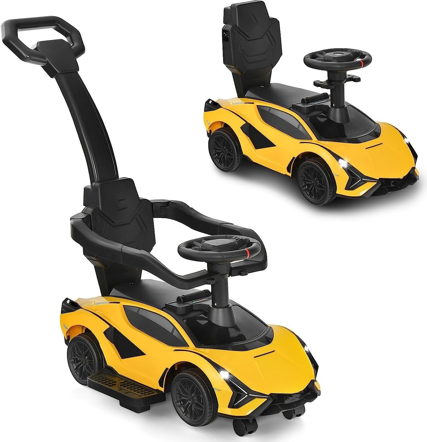 OLAKIDS 3 in 1 Ride on Push Car, Licensed Lamborghini Baby Stroller Sliding Walking Car
