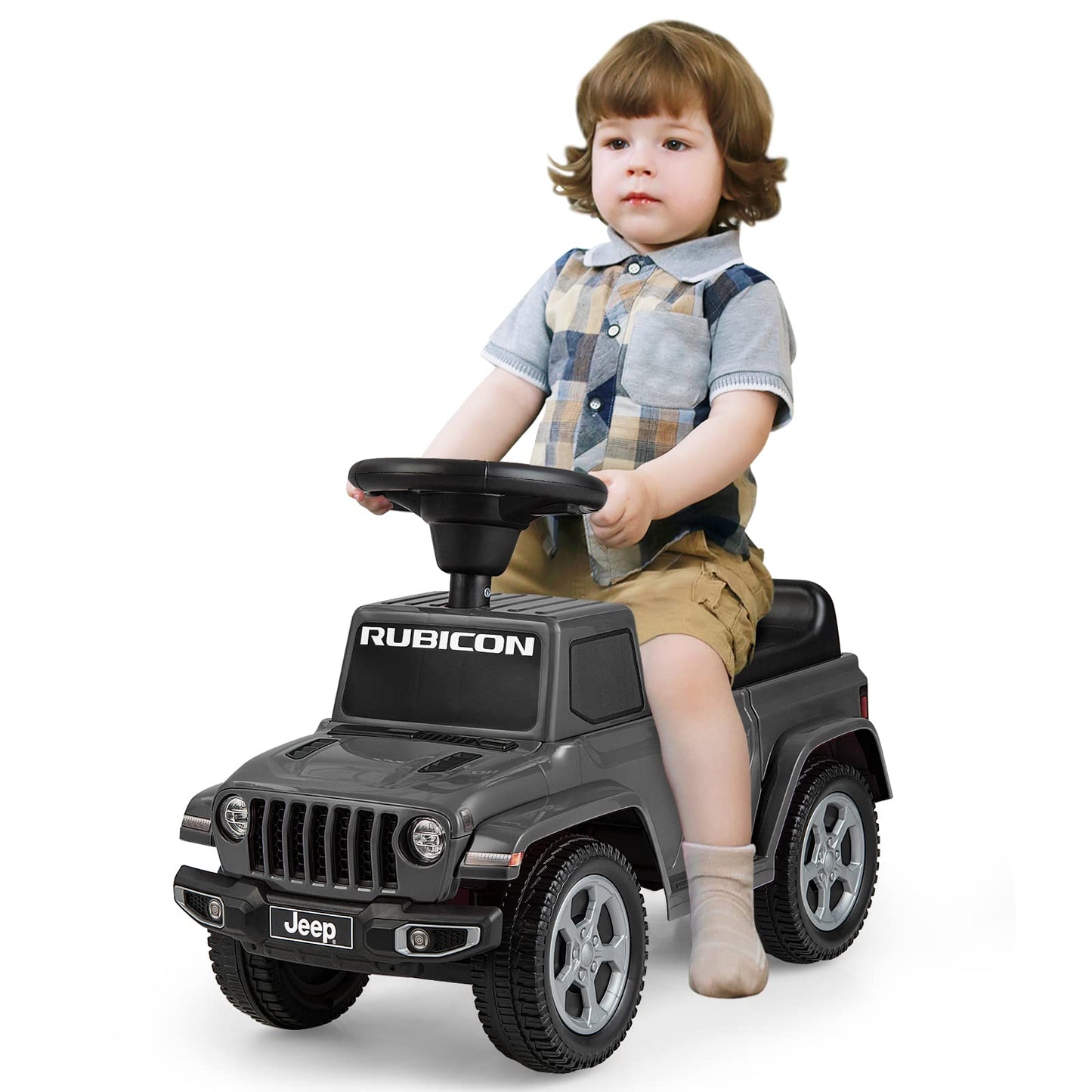 OLAKIDS Kids Ride on Push Car, Licensed Jeep Foot-to-Floor Sliding Toddler Toy with Engine Sound