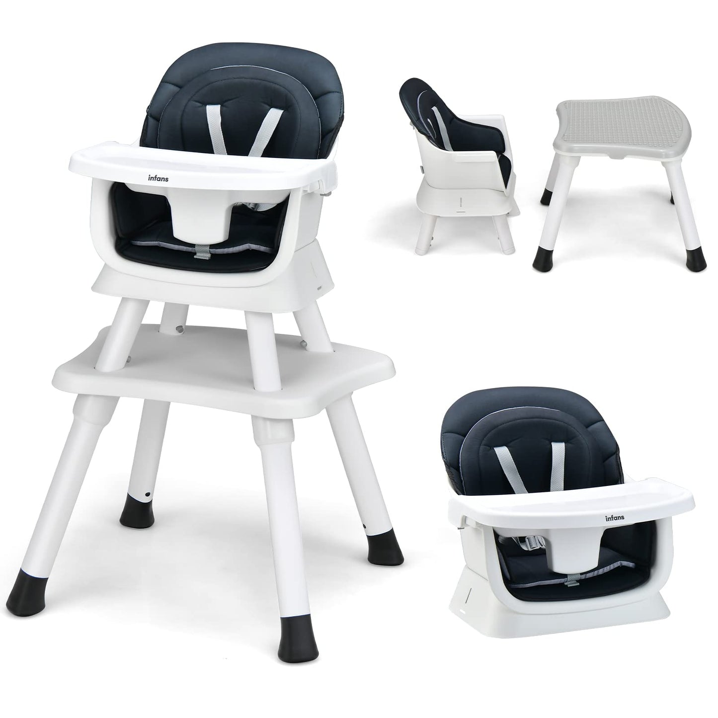 OLAKIDS 8 in 1 Baby High Chair, Convertible Highchair for Babies and Toddlers, Infant Dining Booster Seat