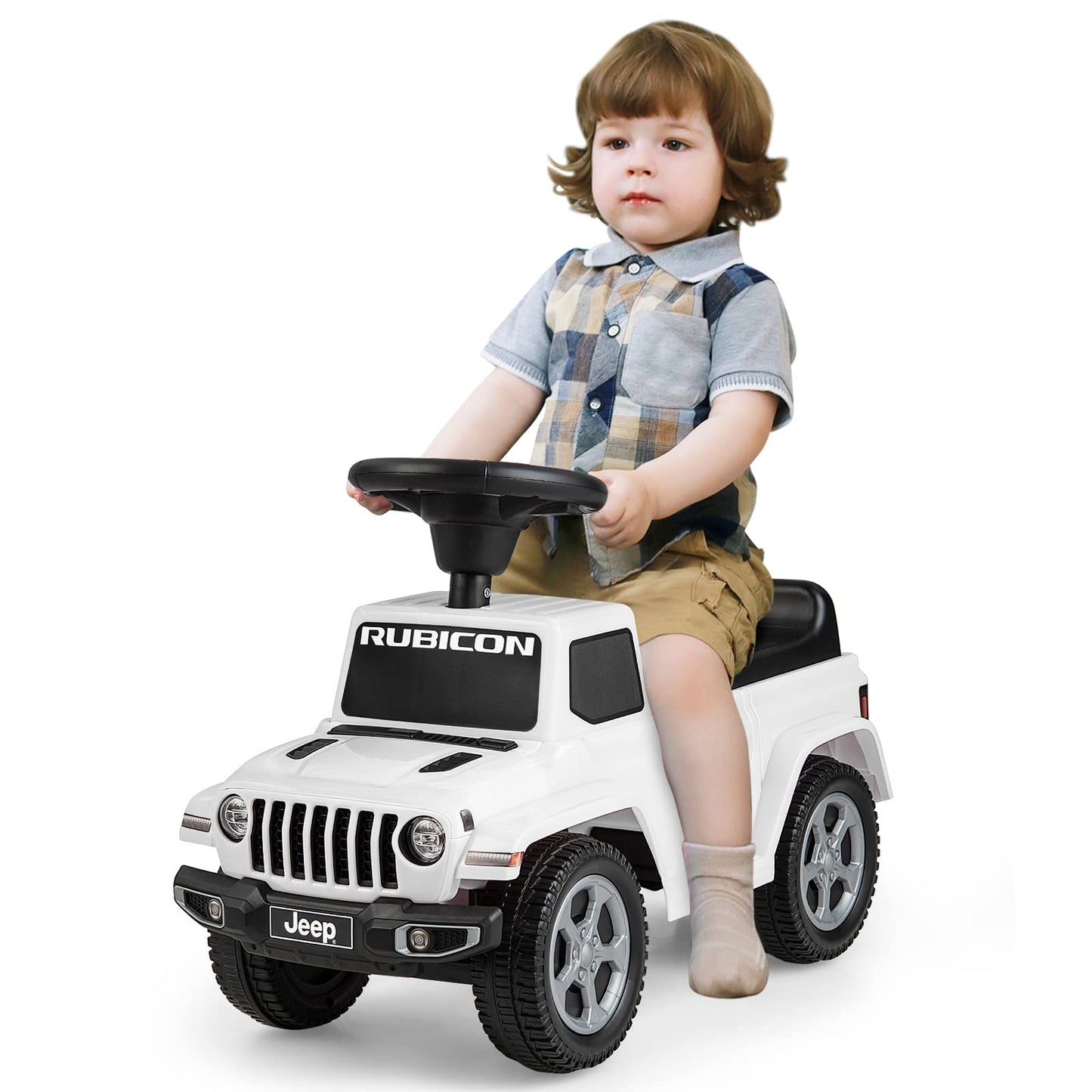 OLAKIDS Kids Ride on Push Car, Licensed Jeep Foot-to-Floor Sliding Toddler Toy with Engine Sound