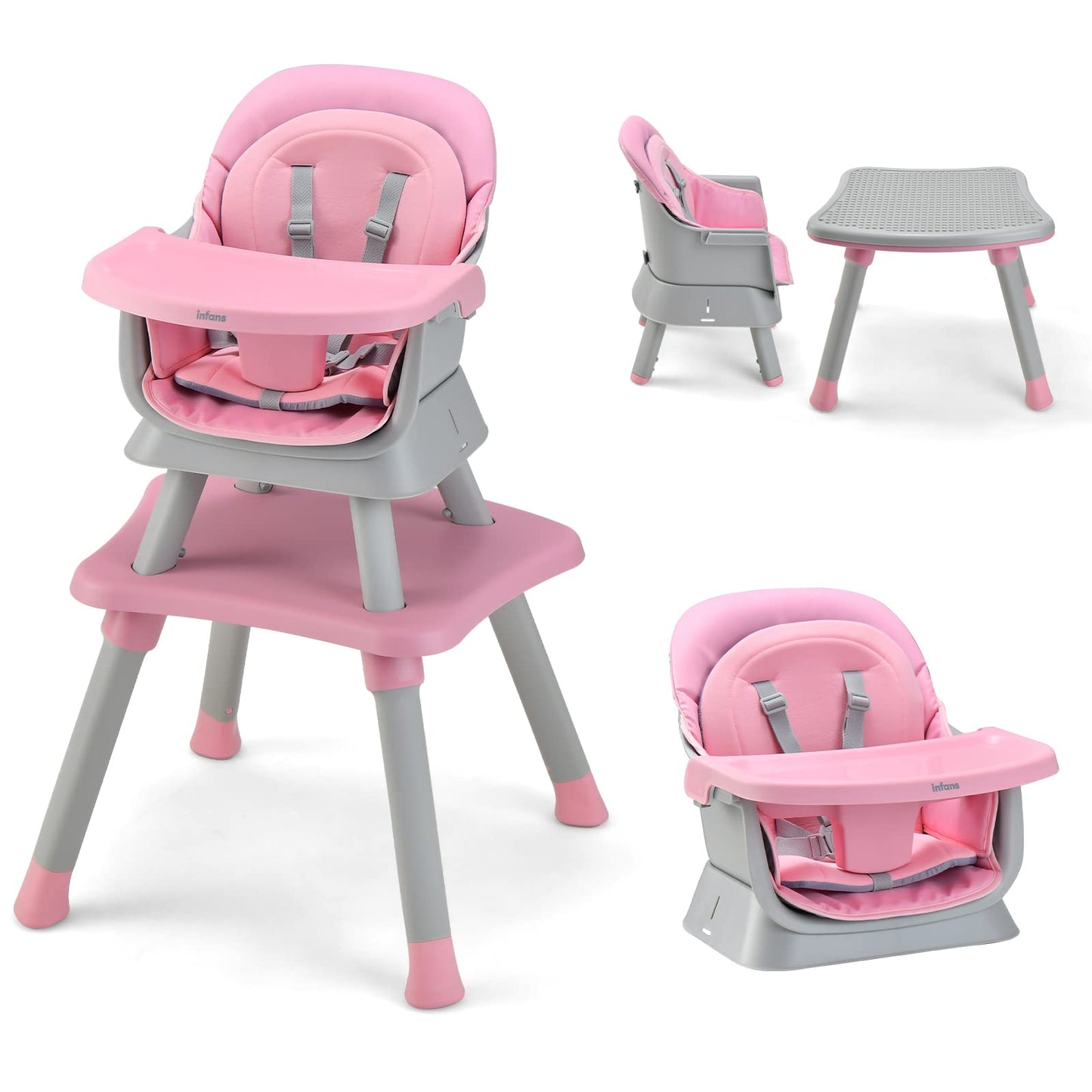 OLAKIDS 8 in 1 Baby High Chair, Convertible Highchair for Babies and Toddlers, Infant Dining Booster Seat