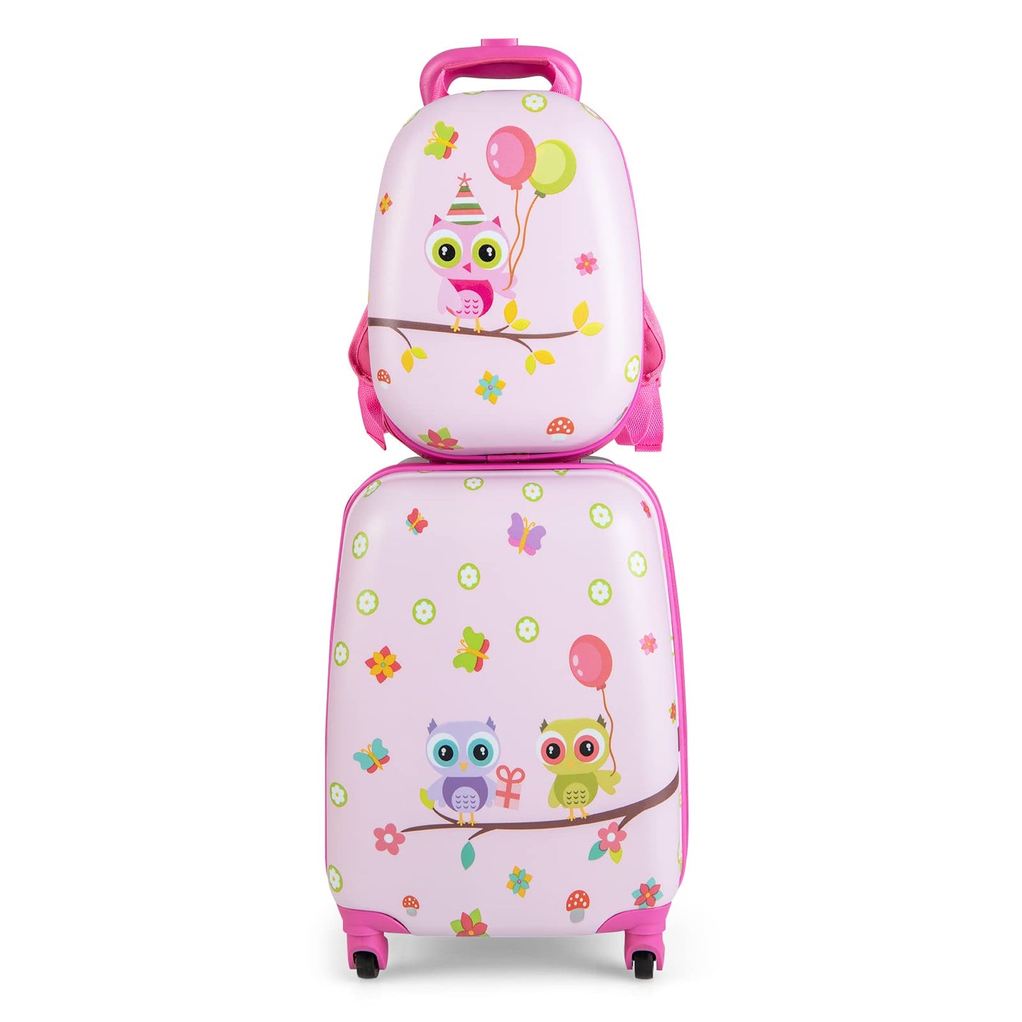 OLAKIDS Kid Luggage Set, 12’â€?Travel Backpack and 16’â€?Carry on Suitcase with Rolling Spinner Wheels for Children Boys Girls
