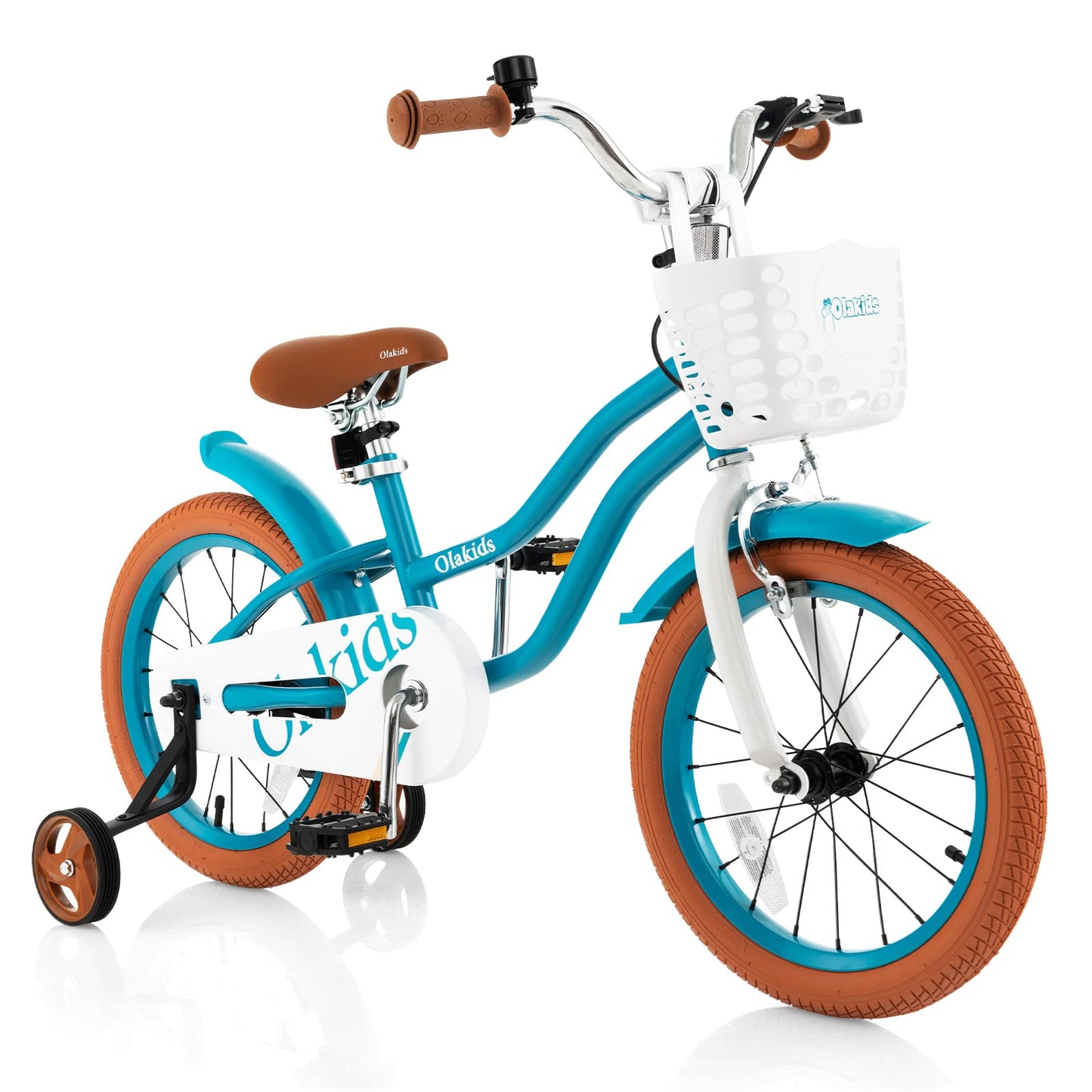 OLAKIDS Kids Bike for Girls, 12 14 16 Inch Children's Bicycle with Removable Basket and Training Wheels, Safety Bell