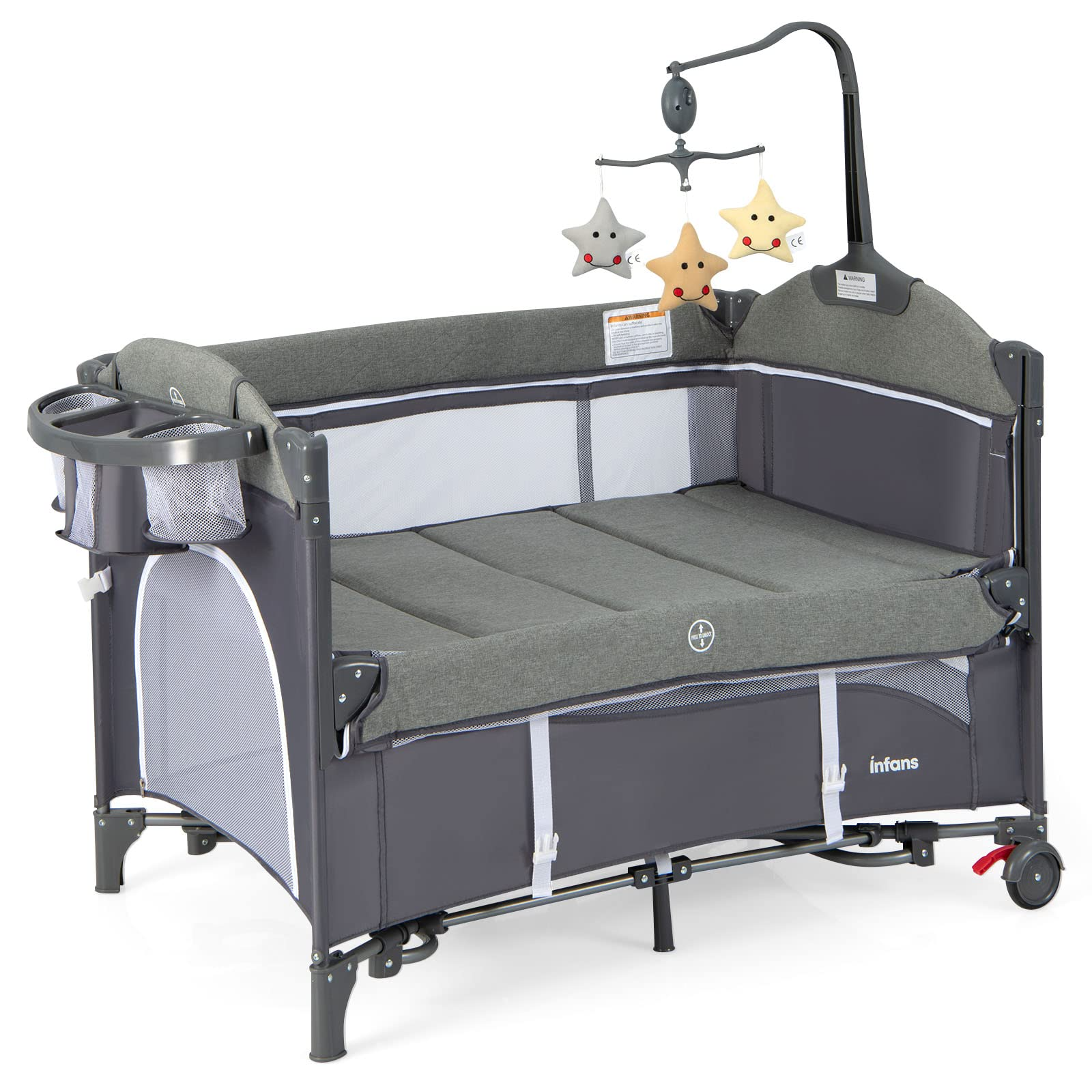 INFANS Baby Bedside Sleeper with Bassinet Diaper Changer Mattress C OLAKIDS