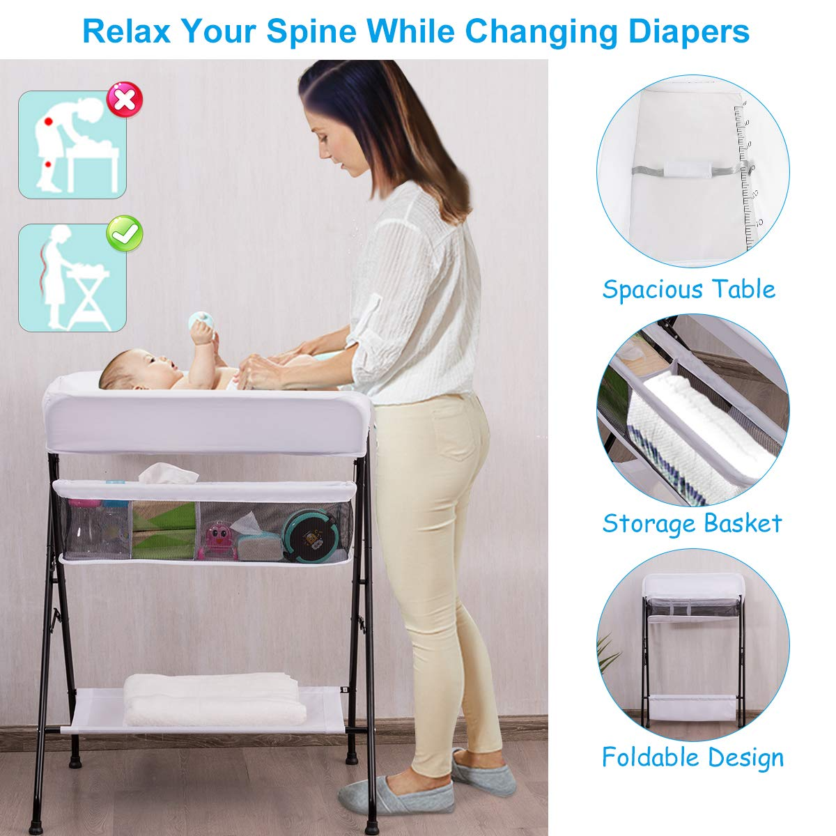 Baby Portable Changing Table with Safety Belt OLAKIDS