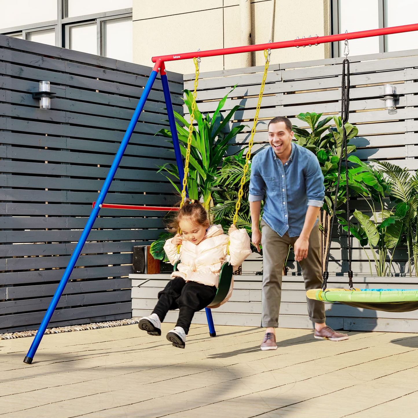 Extra Large A-Frame Swing Stand for Kids and Adult Indoor Outdoor Activity Backyard Playground OLAKIDS