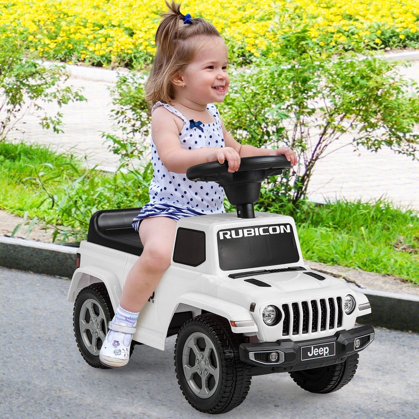 OLAKIDS Kids Ride on Push Car, Licensed Jeep Foot-to-Floor Sliding Toddler Toy with Engine Sound