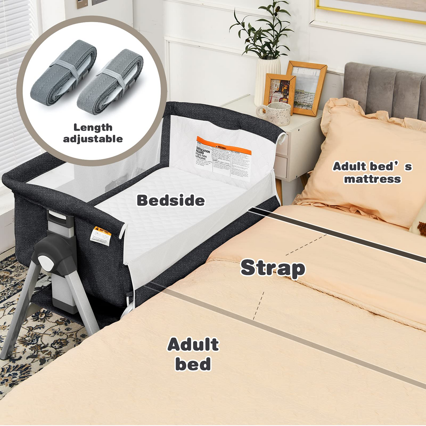 Baby Bassinet Bedside Sleeper with Spine Protecting Support OLAKIDS