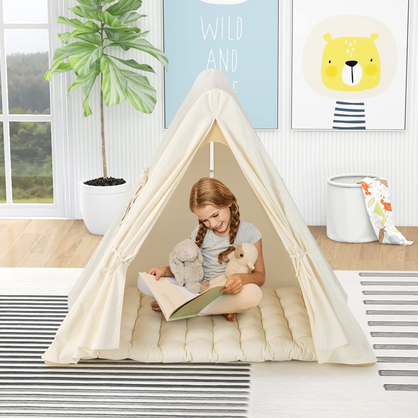 OLAKIDS Triangle Climber with Tent Cushion Pad, 3 in 1 Climbing Triangle LadderToys for Toddlers