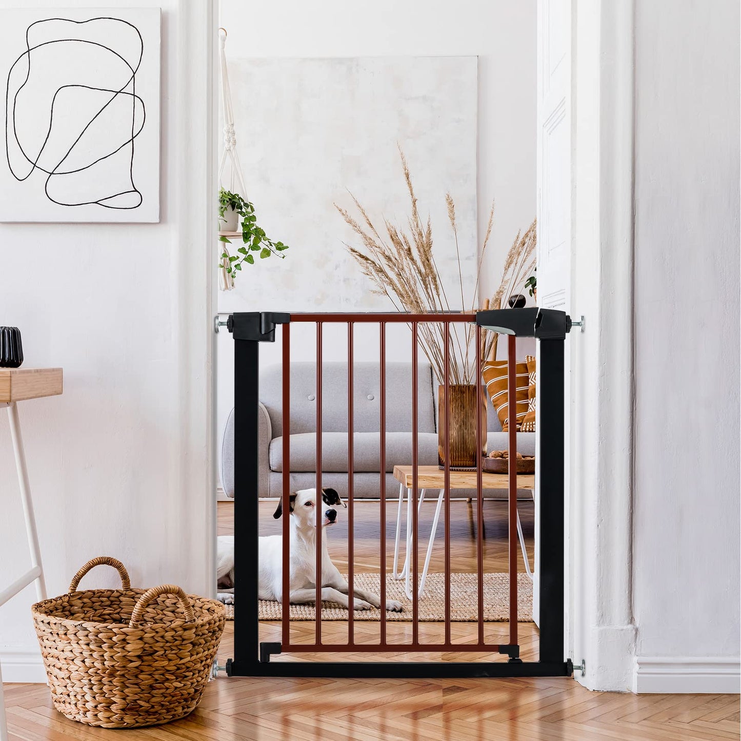 OLAKIDS Baby Gate, Safety Banister Fence for Doorway Stairs House, Auto Close, Easy Install No Drilling