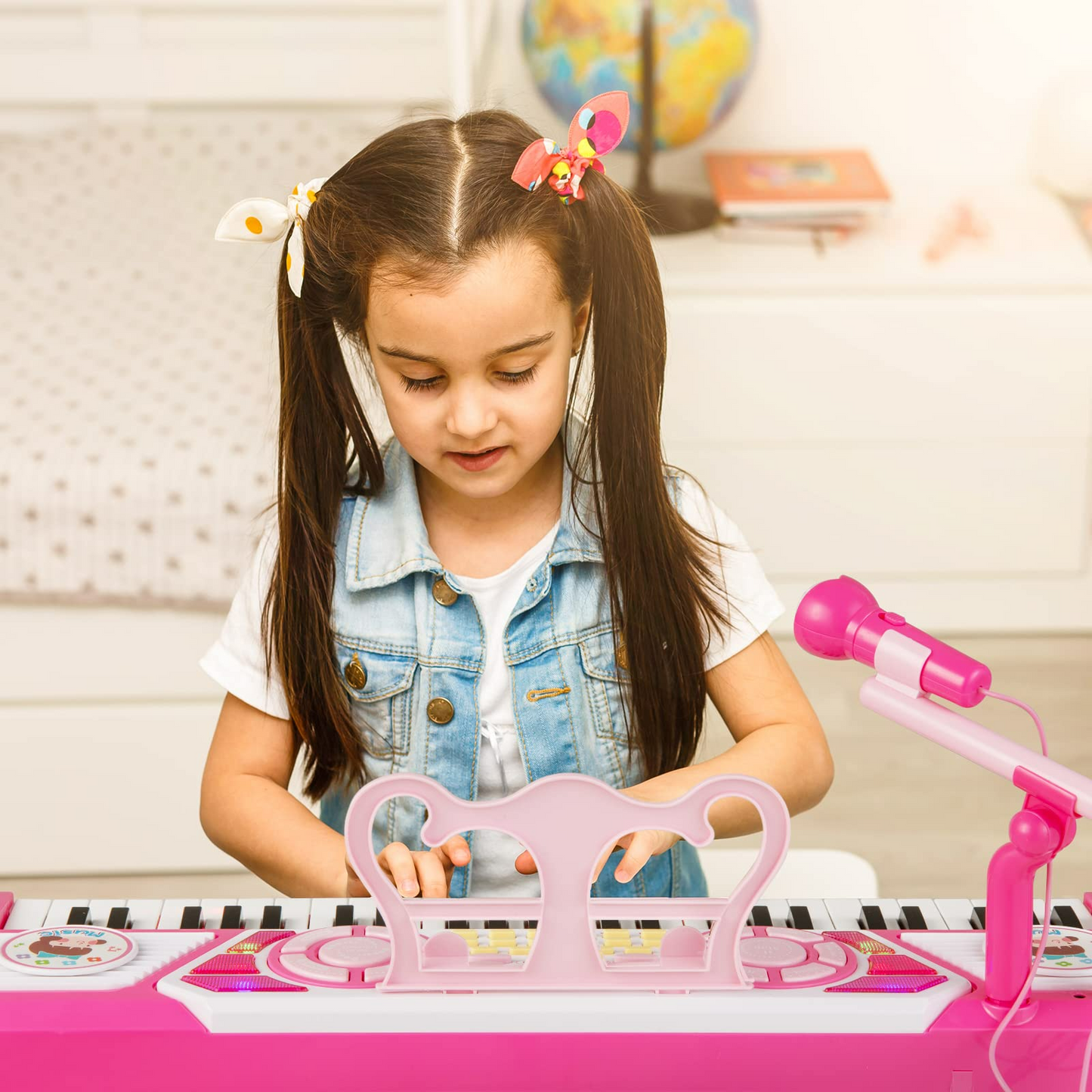 OLAKIDS 49 Keys Kids Piano Keyboard with Microphone, Portable Electronic Musical Instrument Toy OLAKIDS