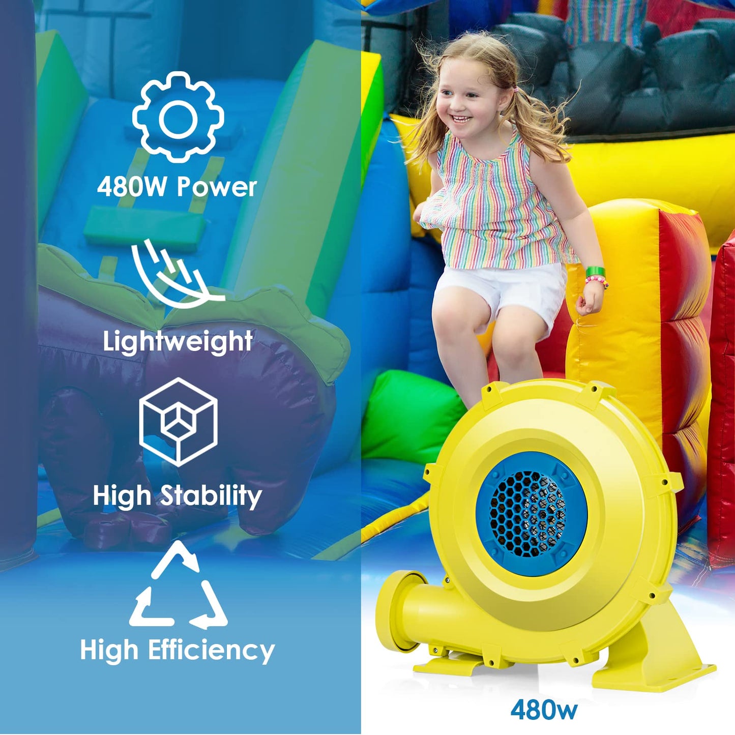 OLAKIDS Inflatable Bouncer Blower, 480W Lightweight Pump Fan OLAKIDS