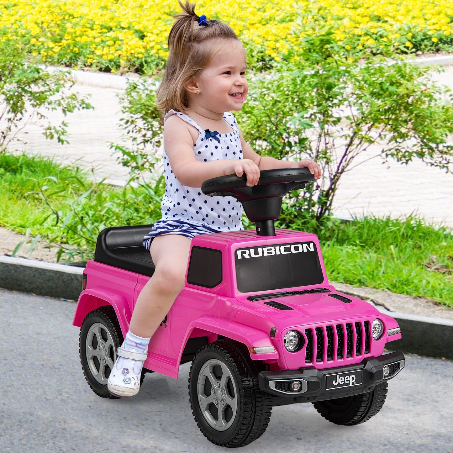 OLAKIDS Kids Ride on Push Car, Licensed Jeep Foot-to-Floor Sliding Toddler Toy with Engine Sound