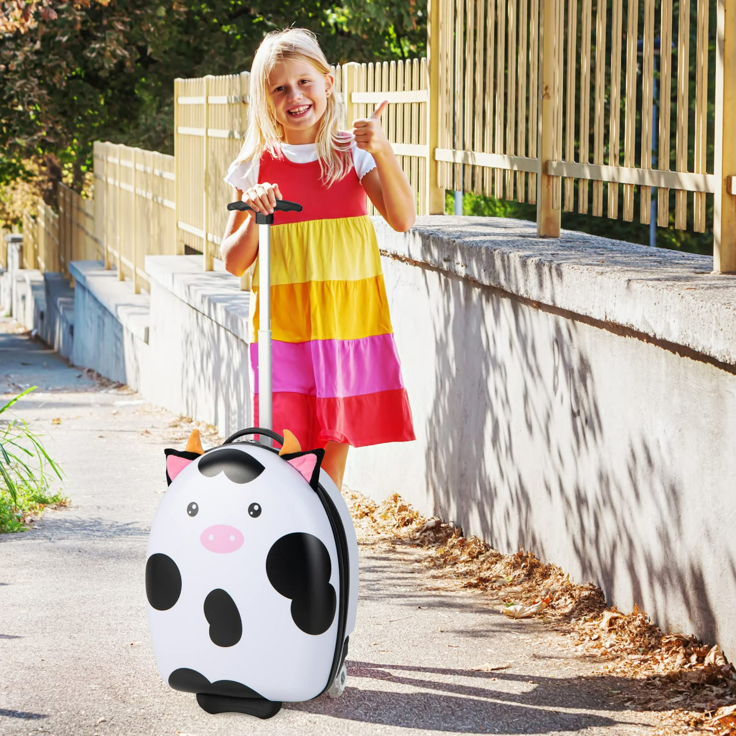 OLAKIDS Kids Luggage, 16’â€?Carry On Rolling Suitcase for Girls Boys with 2 Flashing Spinner Wheels OLAKIDS