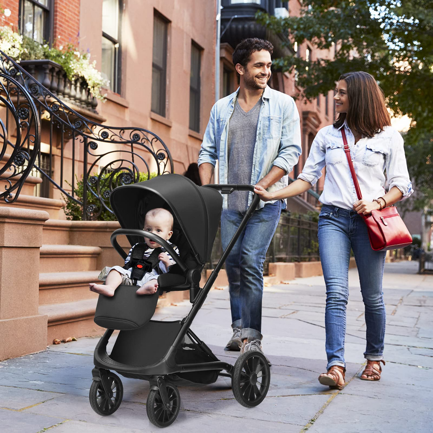 2-in-1 Reversible Bassinet Pushchair Pram High Landscape Baby Stroller OLAKIDS