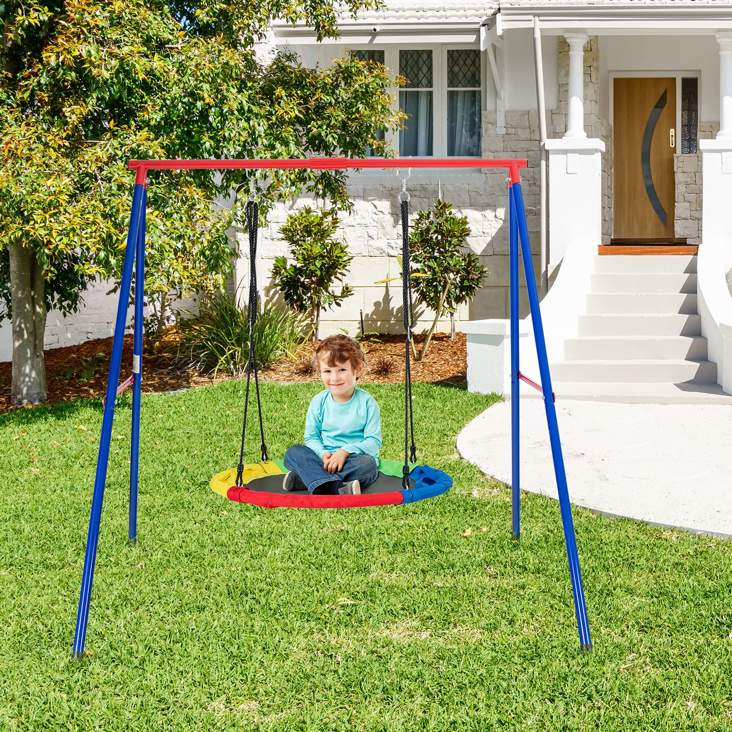 550lbs Heavy Duty Metal Swing Frame | Extra Large A-Frame Swing Stand for Kids and Adult Outdoor Backyard Playground OLAKIDS