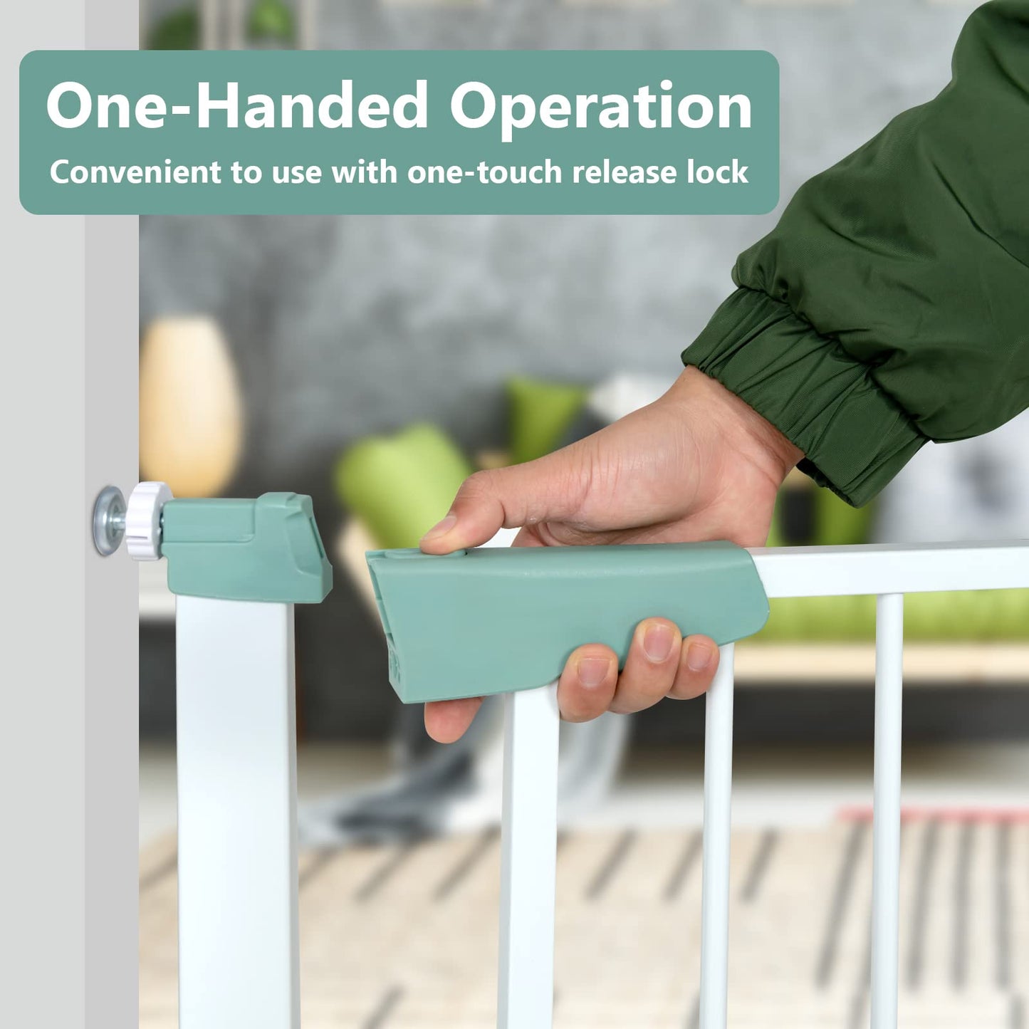 OLAKIDS Baby Gate 27.5’â€?47’â€? Auto Close Safety Banister for Kids and Pets, Easy Step Extra Wide Tall Child Dog Gates OLAKIDS