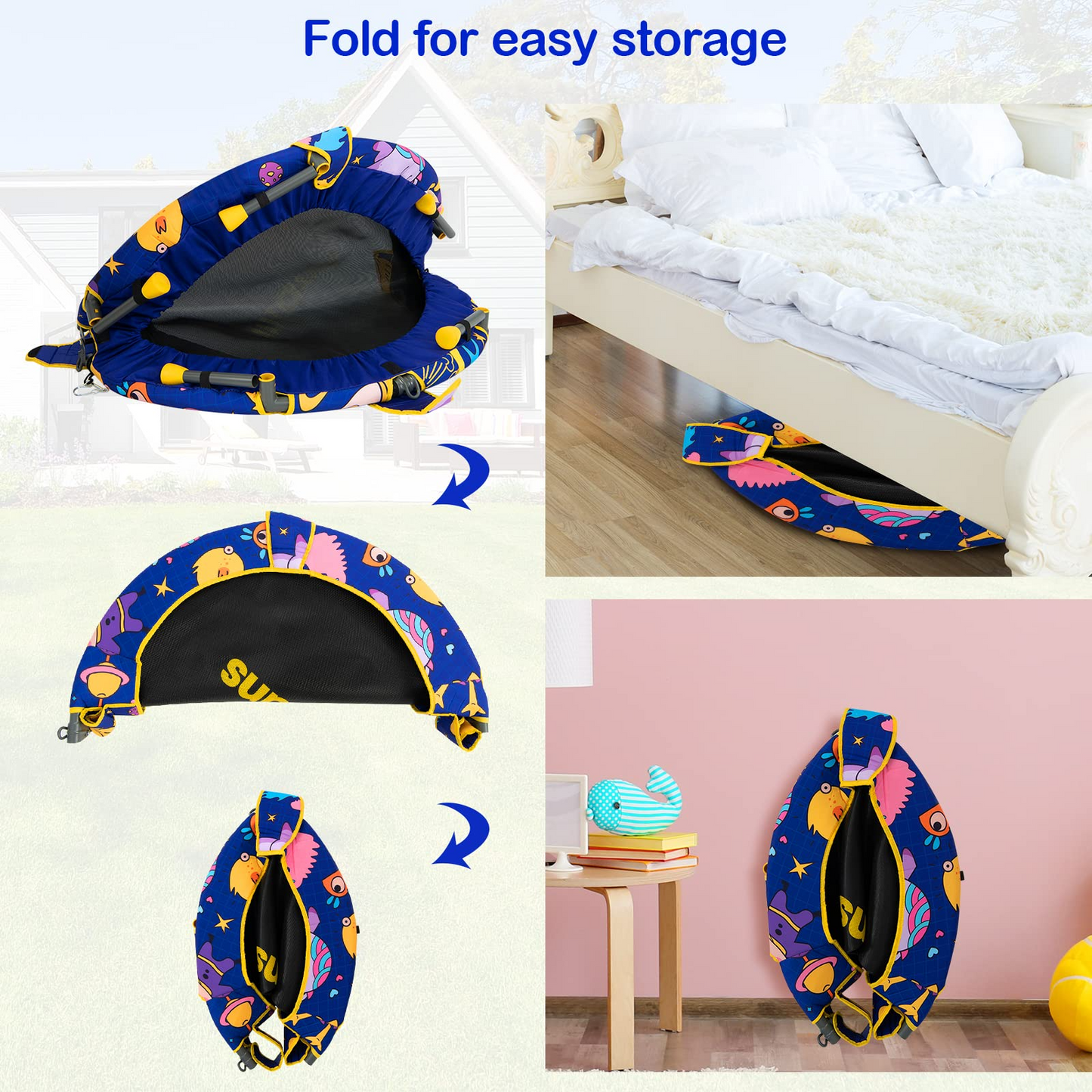 2 in 1 Trampoline and Swing Combo with Adjustable Straps Detachable Handrail OLAKIDS