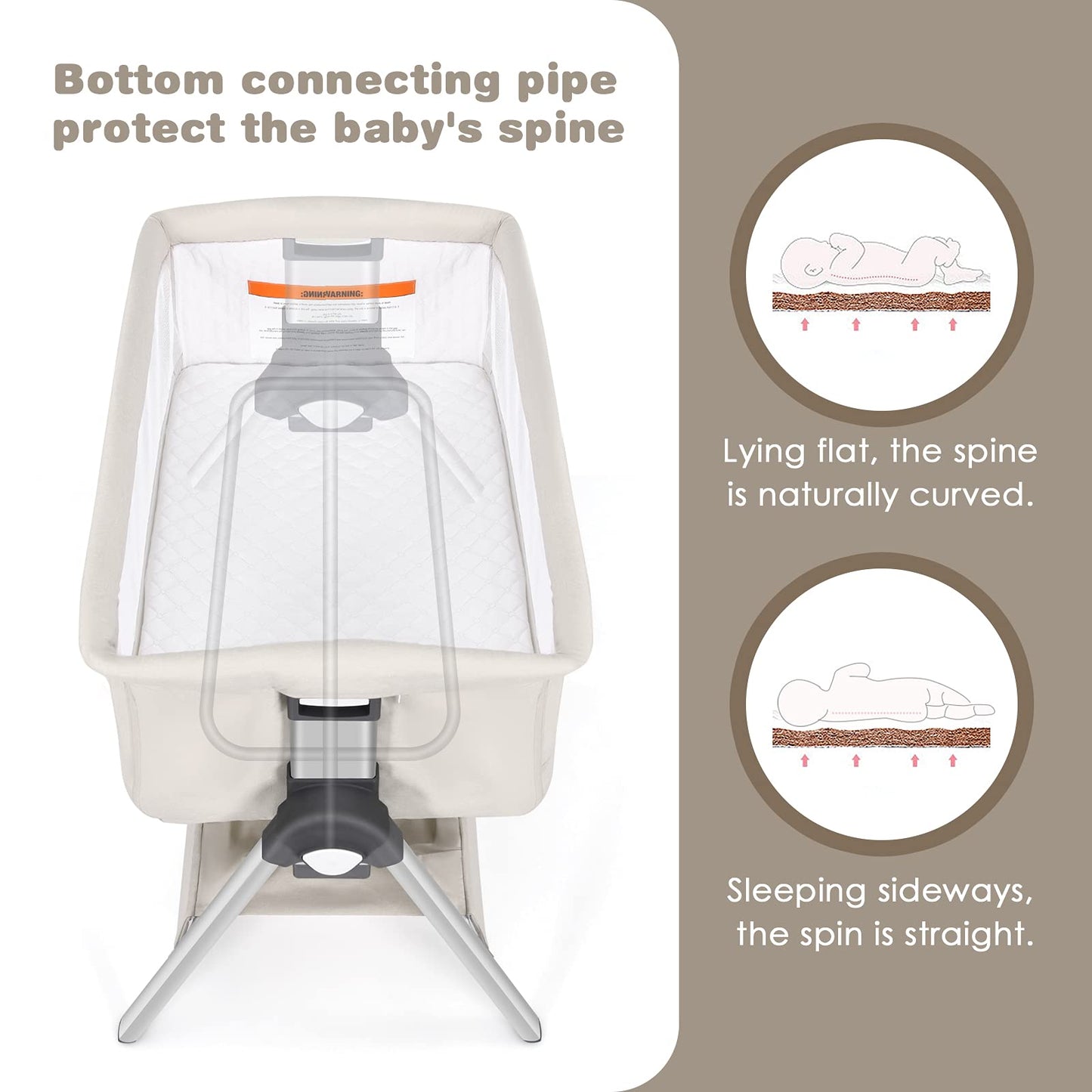 Baby Bassinet Bedside Sleeper with Spine Protecting Support OLAKIDS