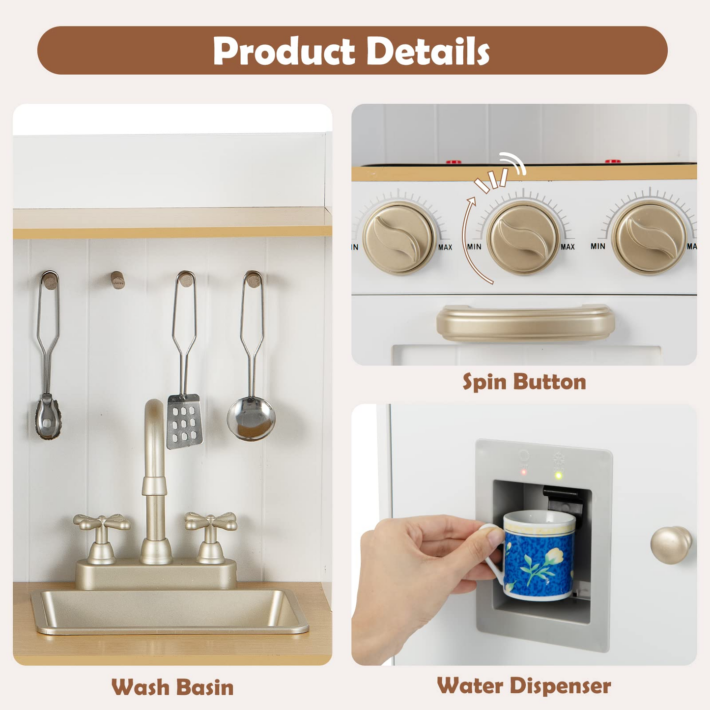 Toddler Wooden Pretend Cooking Set with Realistic Light & Sound OLAKIDS