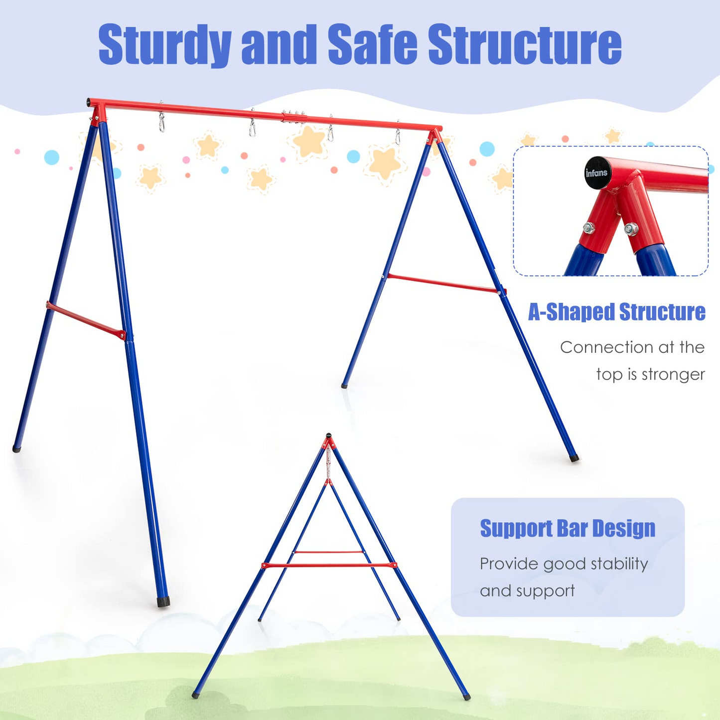 Extra Large A-Frame Swing Stand for Kids and Adult Indoor Outdoor Activity Backyard Playground OLAKIDS