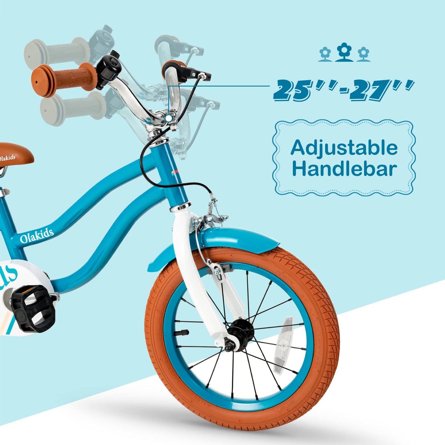 OLAKIDS Kids Bike for Girls, 12 14 16 Inch Children's Bicycle with Removable Basket and Training Wheels, Safety Bell