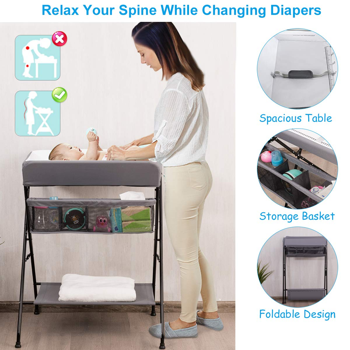 Baby Portable Changing Table with Safety Belt OLAKIDS