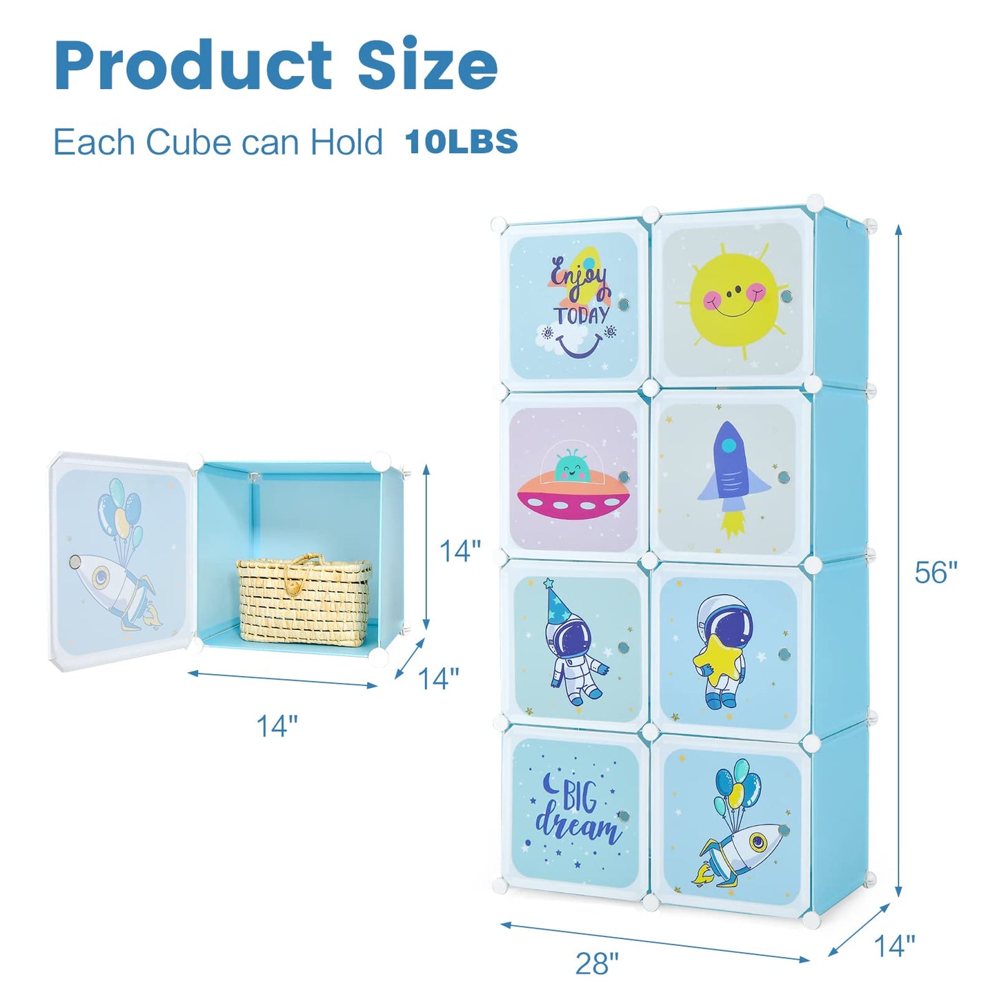 OLAKIDS Children Wardrobe, Kid Closet Portable Baby Dresser Cute for Kids Bedroom