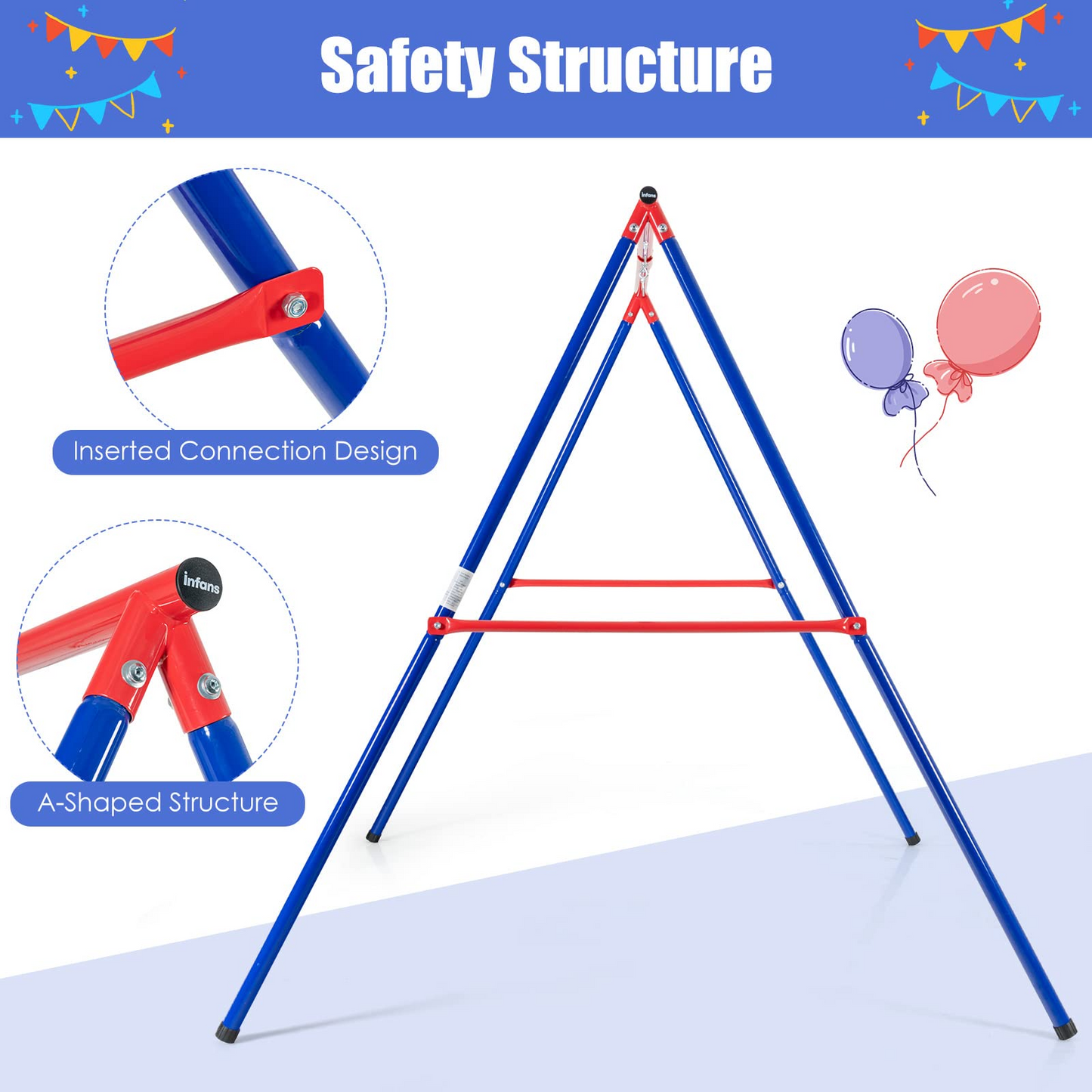 550lbs Heavy Duty Metal Swing Frame | Extra Large A-Frame Swing Stand for Kids and Adult Outdoor Backyard Playground OLAKIDS