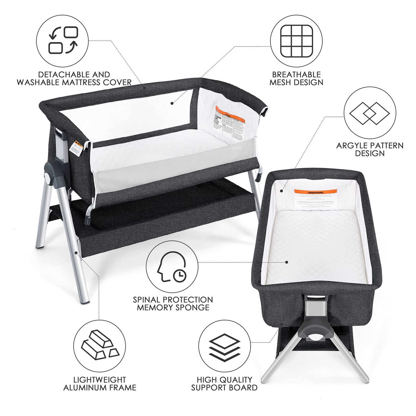 Baby Bassinet Bedside Sleeper with Spine Protecting Support OLAKIDS
