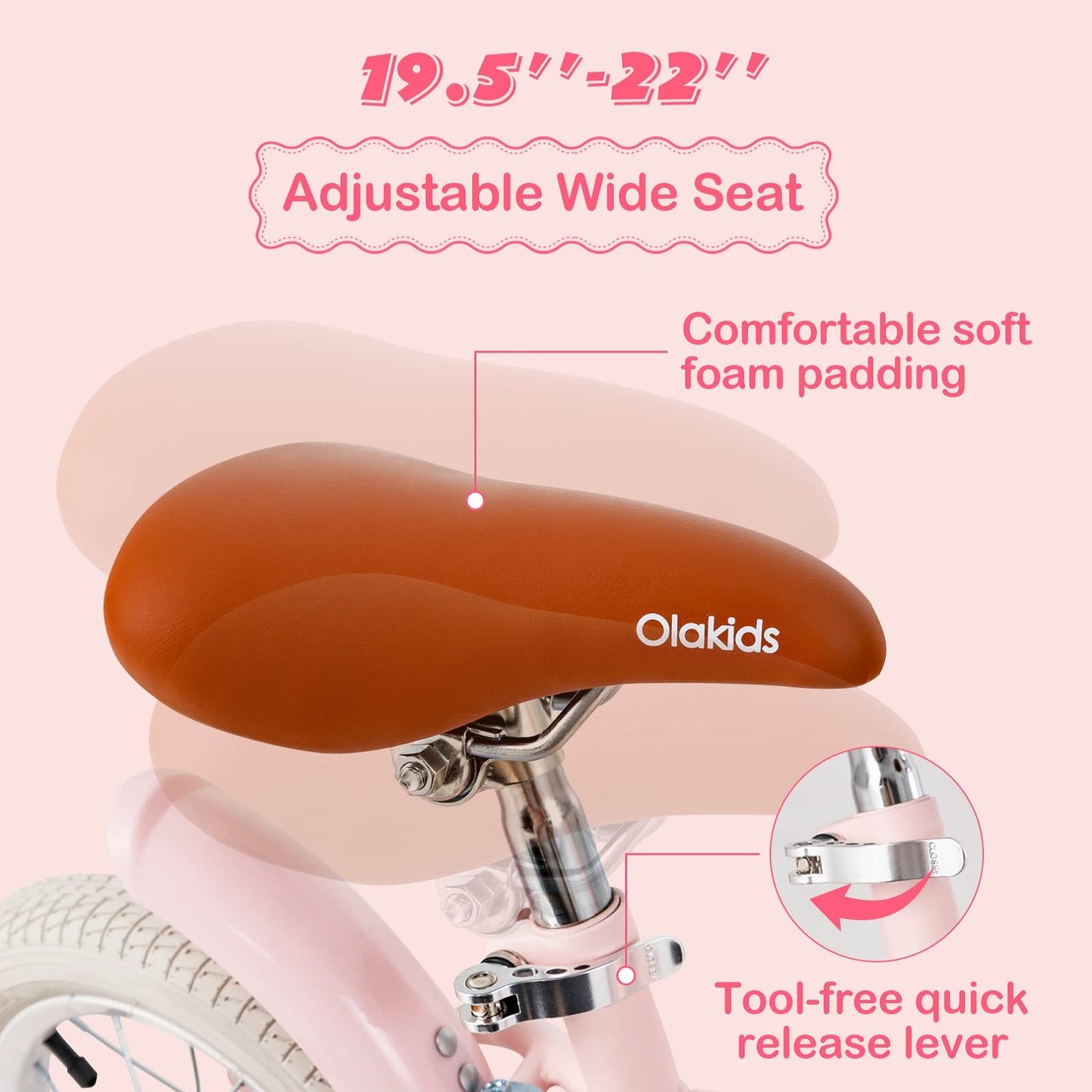 OLAKIDS Kids Bike for Girls, 12 14 16 Inch Children's Bicycle with Removable Basket and Training Wheels, Safety Bell