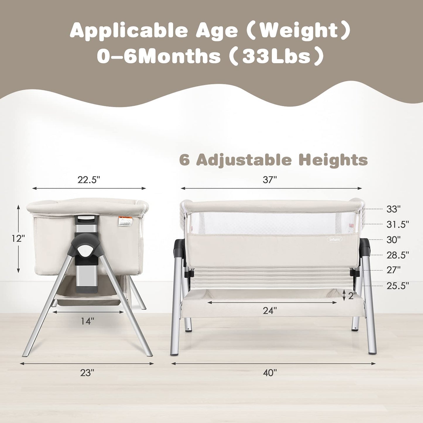 Baby Bassinet Bedside Sleeper with Spine Protecting Support OLAKIDS