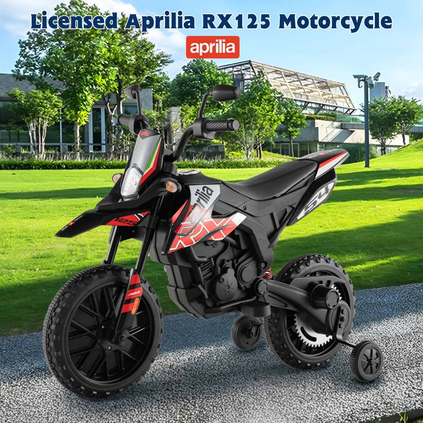 OLAKIDS Kids Motorcycle 12V, Electric Ride-on Motorbike for Toddlers with Training Wheels