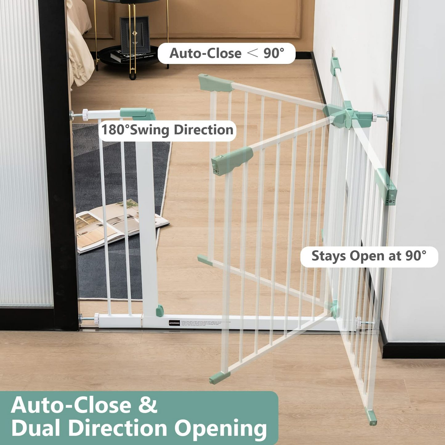 OLAKIDS Baby Gate 27.5’â€?47’â€? Auto Close Safety Banister for Kids and Pets, Easy Step Extra Wide Tall Child Dog Gates OLAKIDS