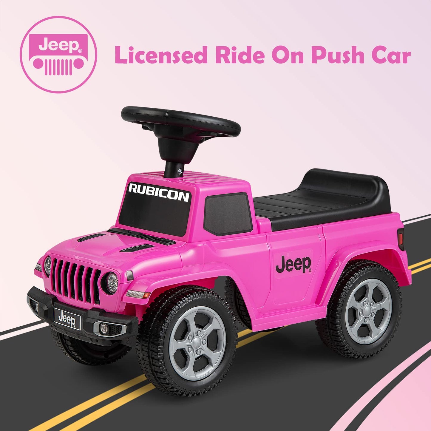 OLAKIDS Kids Ride on Push Car, Licensed Jeep Foot-to-Floor Sliding Toddler Toy with Engine Sound