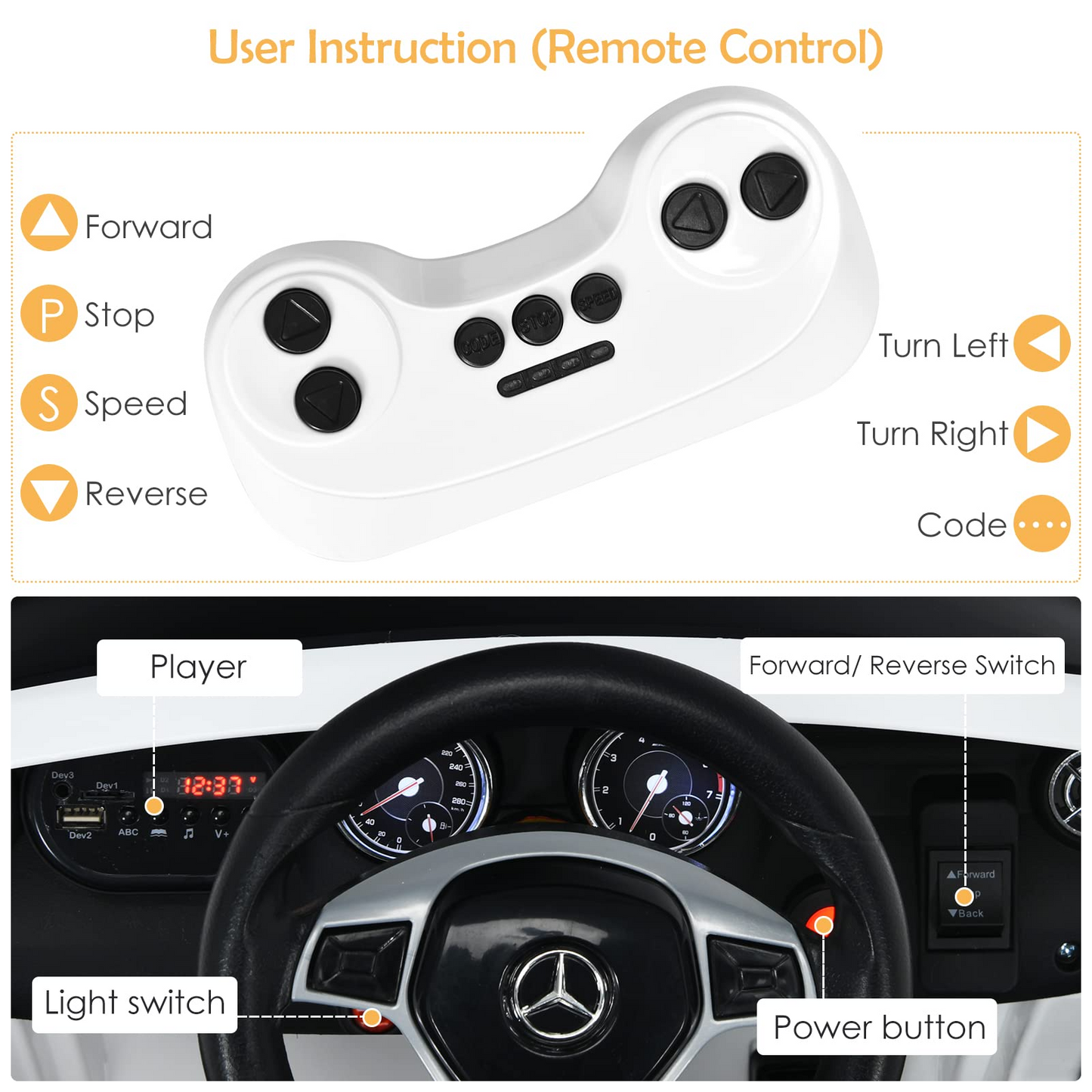 12V Electric Kids Ride On Carr with Remote Control OLAKIDS